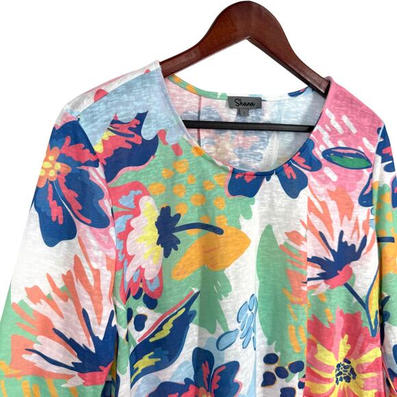 Shana Sz Large Floral Tropical Wearable Art to Wear Summer Blouse Shirt Top - Picture 3 of 10